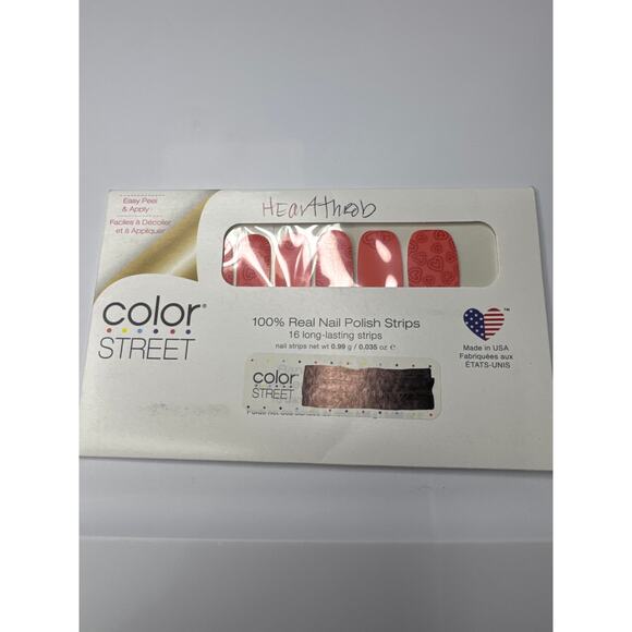 NWT Color Street “Heartthrob” Coral Heart Shaped Designs Nail Strips - Picture 2 of 4